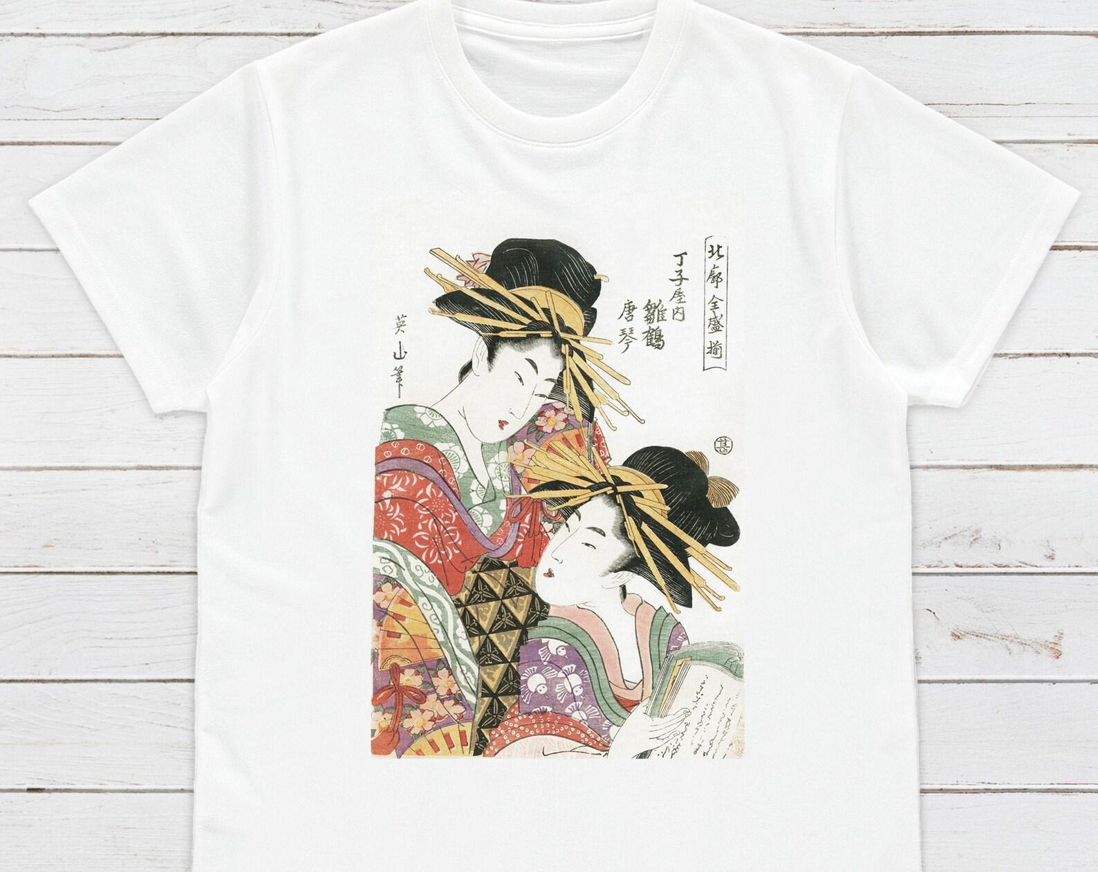 Ukiyo-e Geisha T-Shirt, Kikugawa Eizan Woodblock Art 4XL
