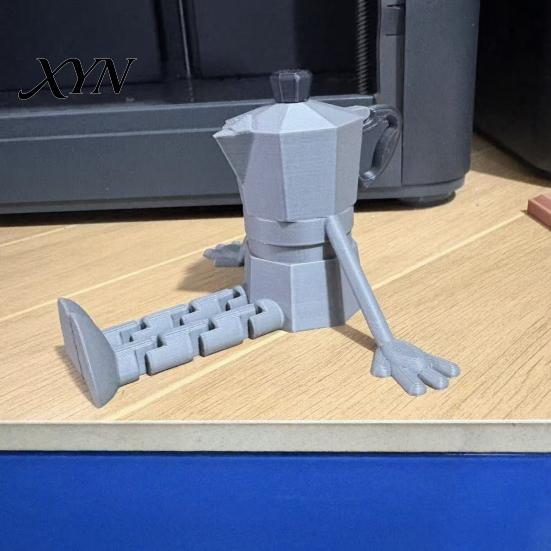 Compact Structure Sculpture 3D Printed Articulated Coffee Cup Figure, Movable Joint Desk Statue, Cute Versatile Room Decoration Bean Ornament,