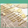 Gold Vintage 1 Mirror Pcs Flatware Cutlery Set 304 Stainless Steel Dinnerware Set Tableware Home Knife Fork Teaspoons Silverware Set