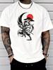 Unisex Summer Ninja Samurai Red Sun Tree Print Tee Oriental Crew Neck Cotton Male Loose Street Hip Hop Daily Fashion Top