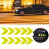 10Pcs Car Sticker Reflective Arrow Sign Tape Warning Safety Sticker for Car Bumper Trunk Reflector Hazard Tape Car Accessories