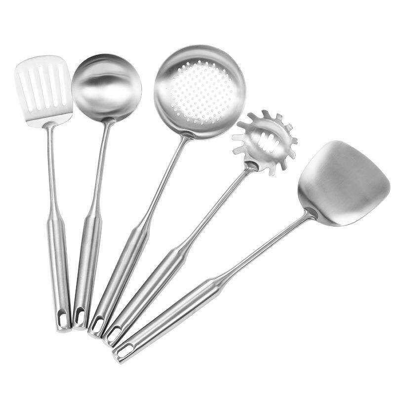 Household Kitchen Thickened Stainless Steel Spoon and Spatula Set, Cooking Utensils Set, Large Soup Spoon, Spatula