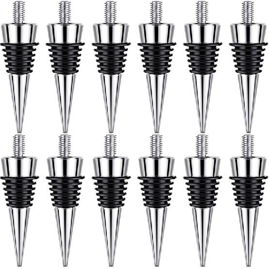 6 Pieces Metal Bottle Stopper 16 x 3/8 Blank Stainless Steel Wine Bottle Stopper Kit Reusable Wine Saver Corks Chrome Bottle Stopper Set Hardware for