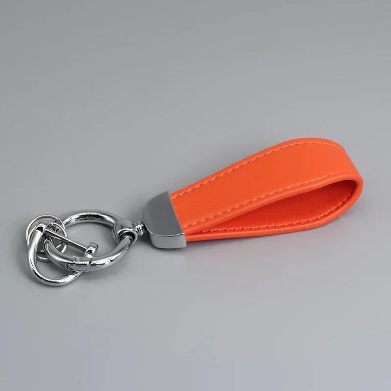 Custom LOGO Vintage PU Leather Keychain Laser Engrave Metal Car Keyring Personalize Texts Key Chains for Men and Women Gift