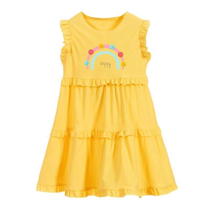 Children s Princess Style Internet Popular European Style Girls  Summer Dress Yellow 3t100 Recommended Height 90-95cm