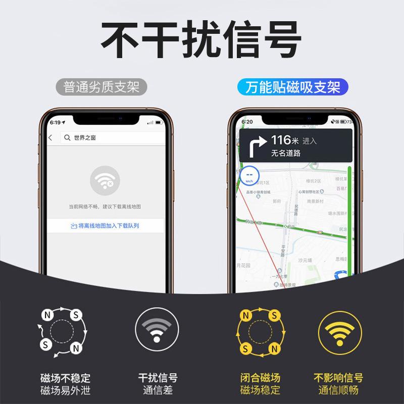The New Magnetic Folding Mobile Phone Holder Is Pasted On the Back with Metal Magnetic Multi-function Car Support 360 Degrees Rotating and Portable.