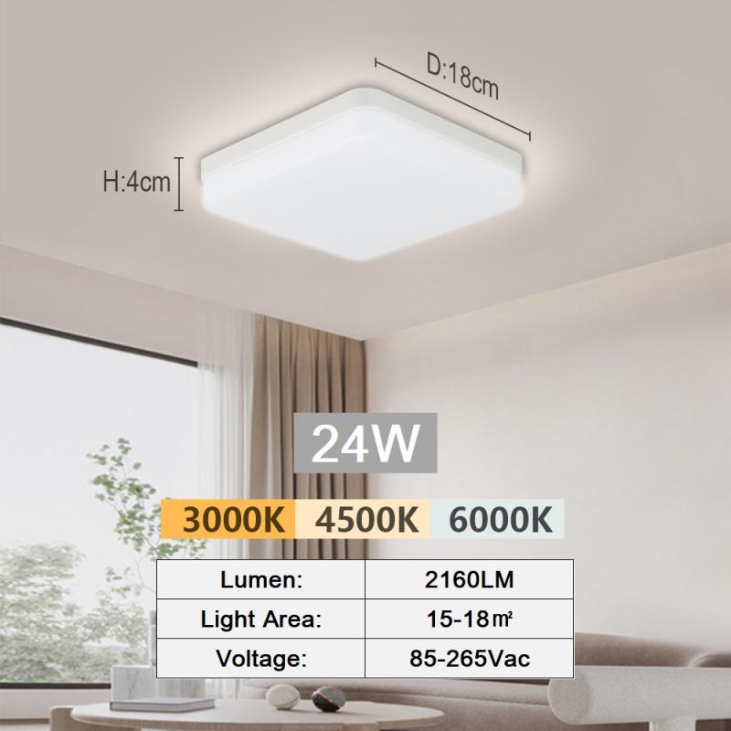 LED iling Light Fixture 18/24/36/48W Dimmable Flush Mount Modern Home Lamp for Bedroom Living Room Kitchen Hallway UltraBright