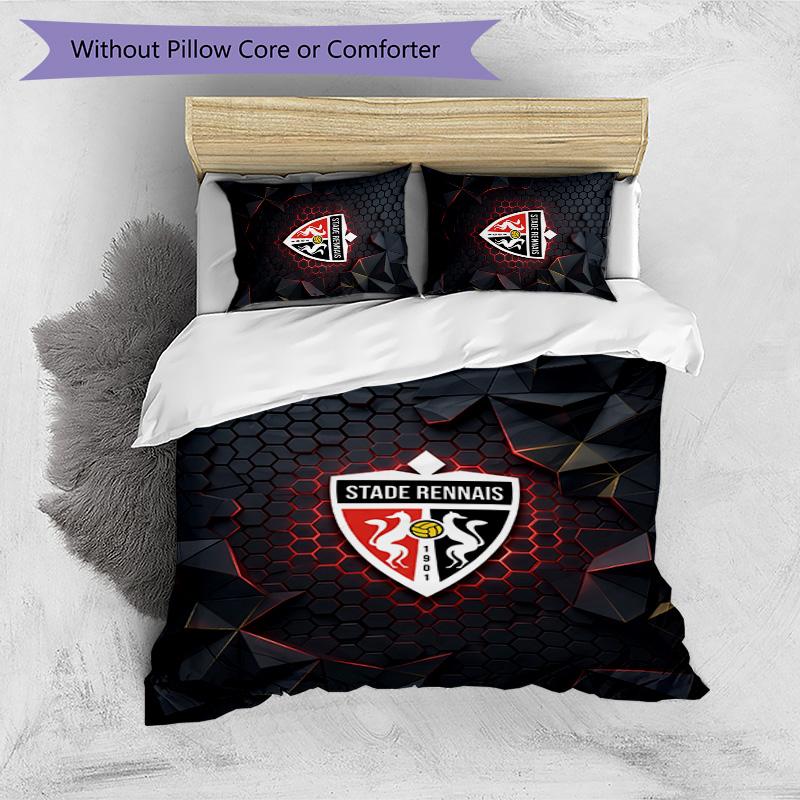 Stade Rennais FC Printed 3PCS Bedding Set Breathable Duvet Cover with Pillowcases Decorative Bed Linen for Bedroom Home