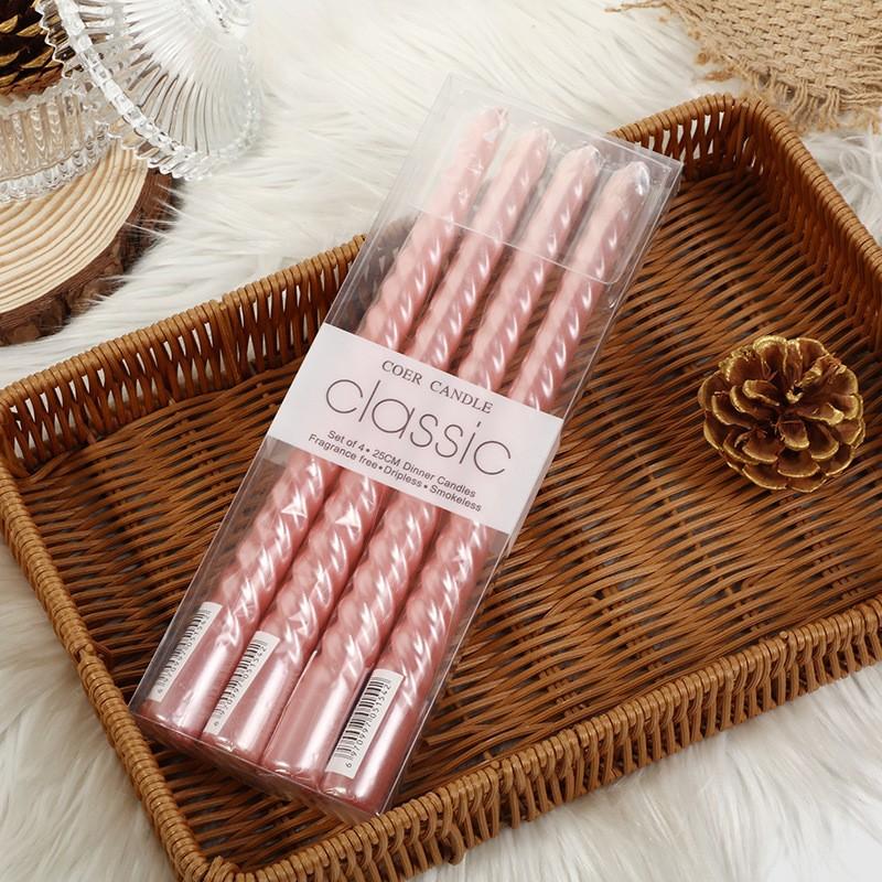 Colorful European-style Electroplated Threaded Long Pole Candles Christmas Wedding Birthday Chinese Valentine's Cone Candles Romantic Decoration