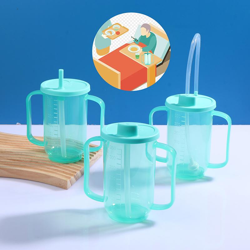 350Ml Adult Sippy Cup 2 Handles Plastic Mug Drinking Cup Disabled Elderly Spill Proof Dysphagia Cup Parkinsons Aids Living Tool