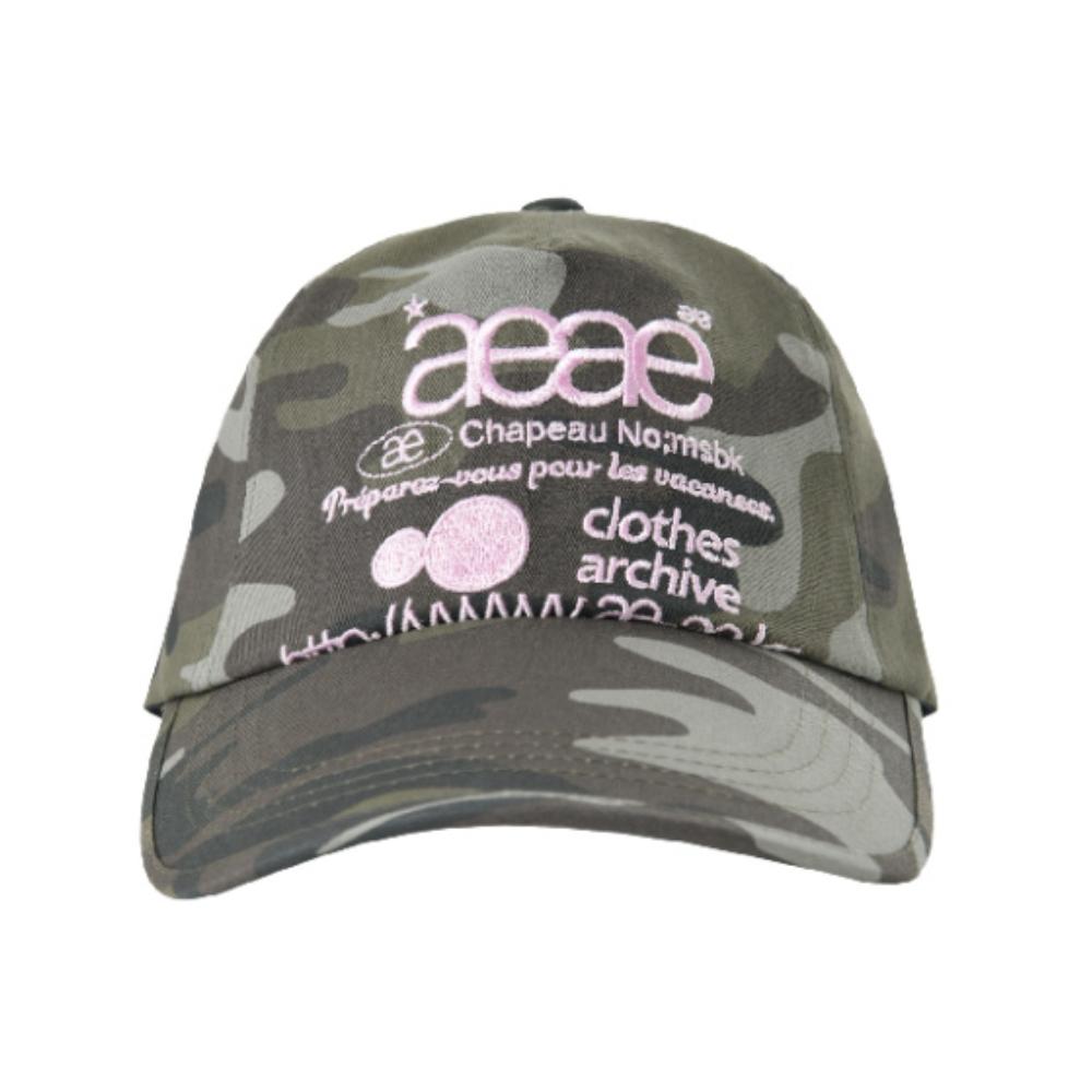 aeae WEB LOGO CAMO 5 PANEL CAP | Korean Streetwear Unisex Cotton Camo Baseball Cap Black, Green зелёный