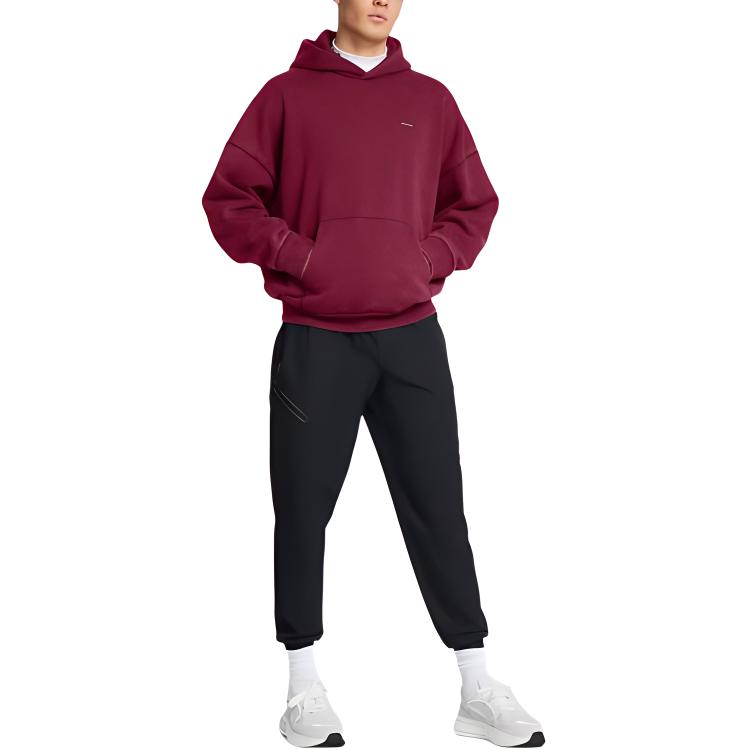 Under Armour İkon Ağır Kumaş Moda Çok Yönlü Kapüşonlu Sweatshirt Erkek kapüşonlular Derin Kırmızı 1386552-625