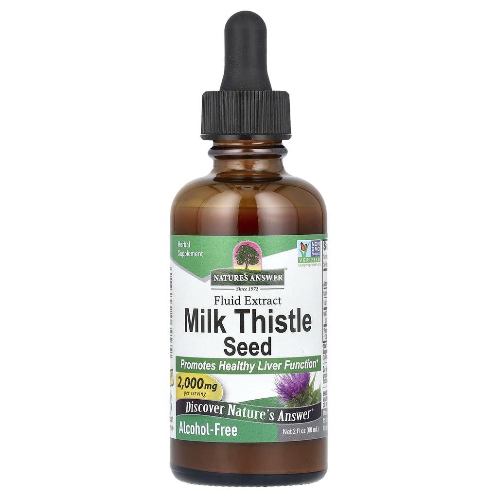 Nature's Answer Milk Thistle Seed, Liquid Extract, Alcohol-Free, 2,000 Mg, 2 Fl Oz (60 mL)