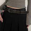 Western Punk Style Pu Leather Belt For Women Jeans Fashion With Rivet Decor