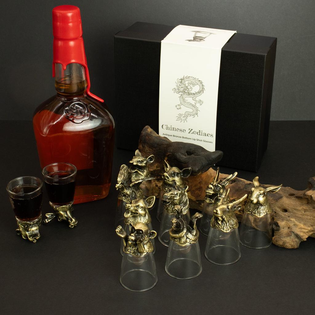 Chinese Zodiac Animal Shot Glasses, 25ml, 12-Piece Set