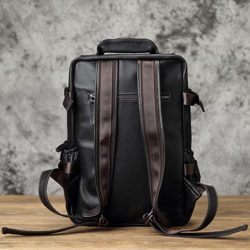 NZPJ Leather Men's Backpack  First Layer Cowhide Leisure Business Travel Backpack Large Capacity Computer Bag Women's Schoolbag