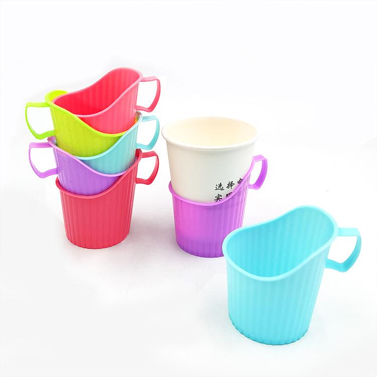 Disposable cup holder, cup holder, thickened color plastic cup holder, anti-scalding hand insulation paper cup holder, paper cup holder