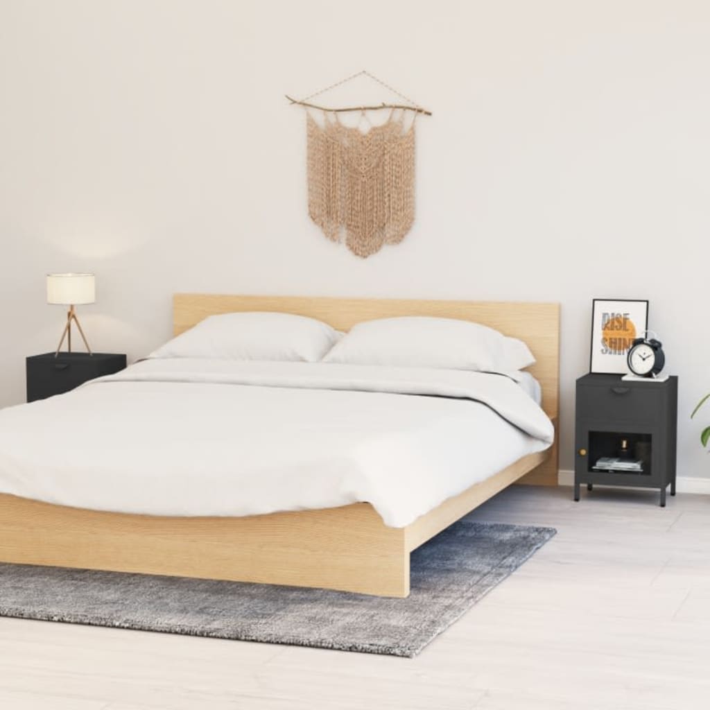Nightstands 2 pcs Anthracite 40 x 30 x 54.5 cm Steel and Tempered Glass