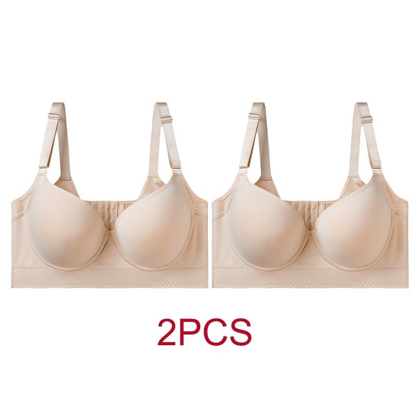 2pcs/lot Large Size Bra Smooth Traceless Lingerie for Women Bras Gathered Together Eight Row Buckle Adjustable Bra