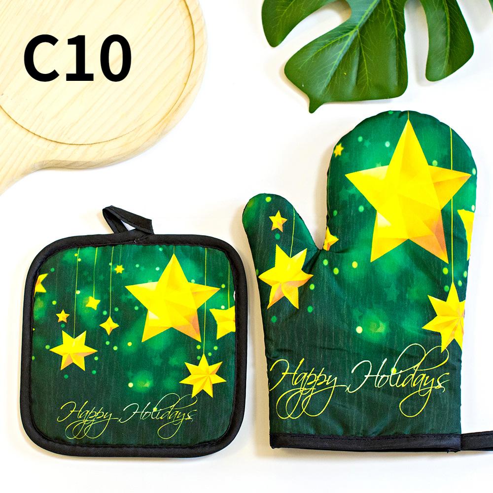 2pc/set Christmas Printed Oven Gloves, Heat Resistant and Heat Resistant Microwave Oven Glove Set