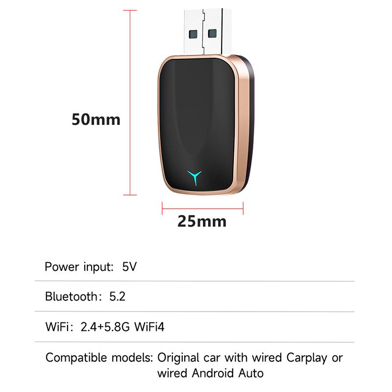 Wireless Carplay Adapter Android Auto WiFi Fast Connect Smart Dongle 2in1 with 99% of Cars Plug and Play WiFi Smart Dongle