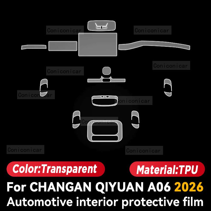 For CHANGAN QIYUAN A06 2026 TPU Transparent Protect Film Interior Center Console Navigator Gear Panel Car Accessories