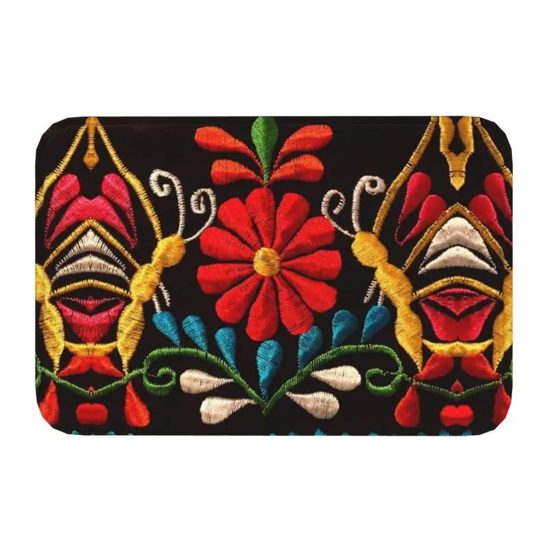 Day Of The Dead Kitten Cat Sugar Skull Front Floor Door Entrance Mats Outdoor Mexican Halloween Floral Doormat Garden Carpet Rug