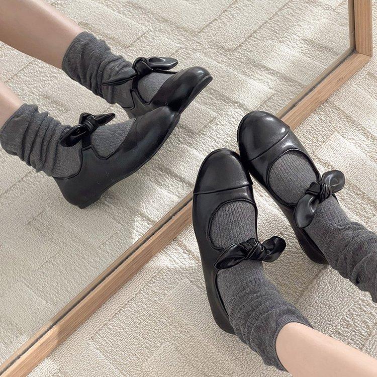 [Ushilai] French Xiaoxiangfeng Bow Mary Jane Shoes Women's 2025 Spring New Sweet Versatile Single Shoes