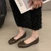 Fashion Women Flats French Square Toe Leather Single Shoes 2025New Casual Flats Elegant Bow Ballet Shoes for Women Loafers Zapatos Mujer