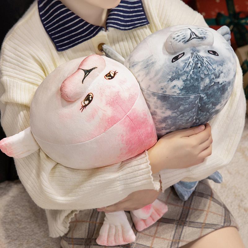 Gorąca Sprzedaż Nowość 3D Poduszka do Rzucania Urocza Realistyczna Niebieska Różowa Para Lwów Morskich Pluszowa Zabawka Miękka Pluszowa Foka Wypchana Pluszowa Poduszka Imprezowa