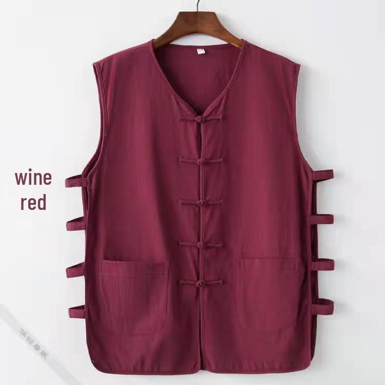 Men's Retro Linen-Cotton Sleeveless Waistcoat - Chinese Style Buttoned Vest