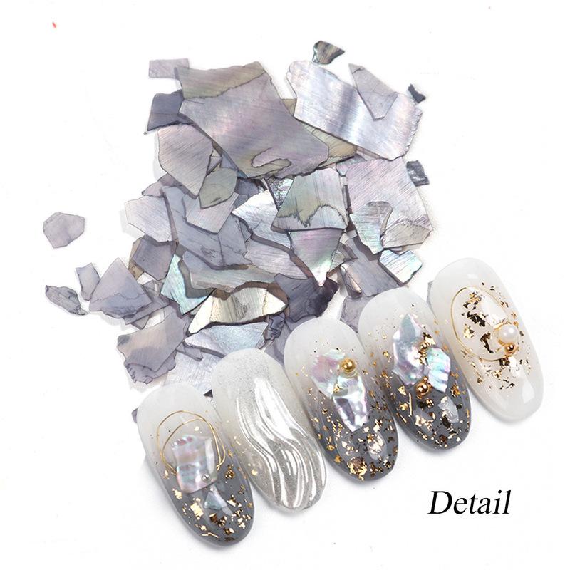 1 Krabička Nehty Abalonová skořápka Fragmenty Textura Přírodní mořská skořápka 3D Ozdoba Skořápka Nail Art Dekorace DIY Kosmetické nástroje