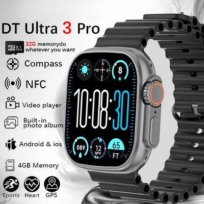 DT Ultra 3 Smartwatch Schermo Amoled 4GB Lettore MP3 MP4 Condivisione Rete Bluetooth App Store ChatGPT Orologio Smart AI Uomo Sportwatch