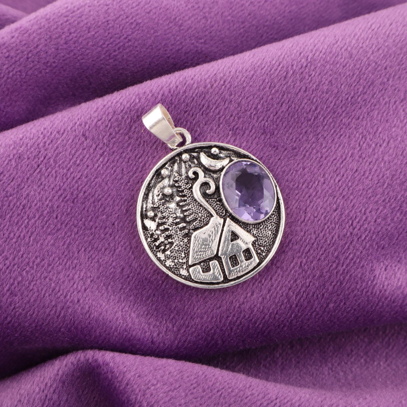 

Иолит Драгоценный камень 925 Стерлинговое серебро Ювелирные изделия Ручной работы Подвеска 1.29 Подарок для жены CP-39-8