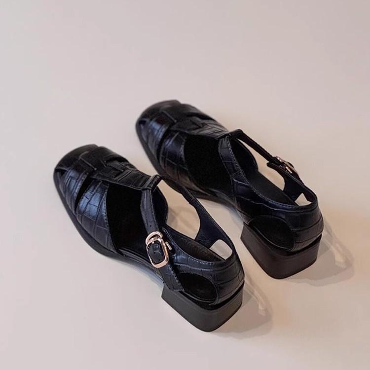 Women's Sandals 2026 Summer New Fashion Weave Vintage Breathable Roman Shoes Lightweight Comfortable Buckle Strap Casual Shoes