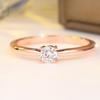 Exquisite Three Color Available Round White Zircon Solitaire Band Ring for Women Daily Wear and Wedding