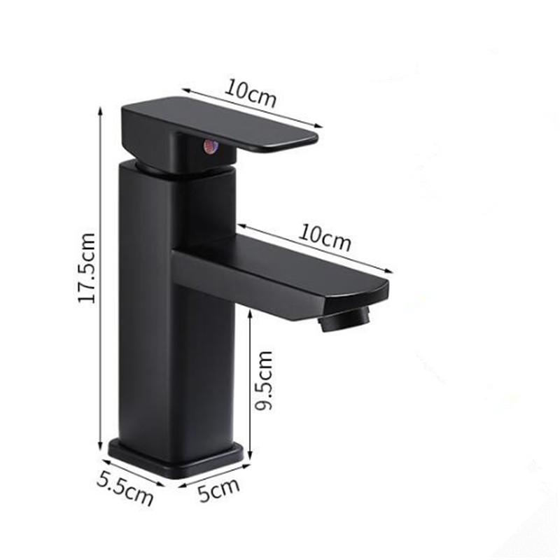 Tuqiu Black Bathroom Faucet Stainless Steel Bathroom Basin Faucet Cold Hot Water Basin Mixer Sink Tap Deck Mounted Wash Tap