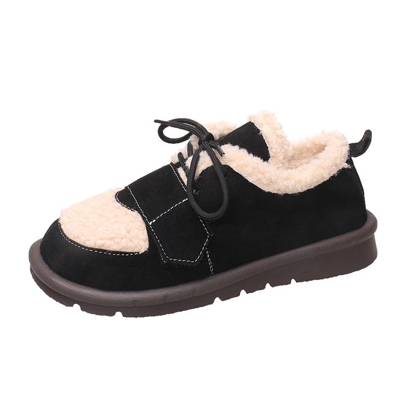

Осень и зима новая женская повседневная хлопковая обувь большого размера обувь Мао Мао ретро двойная шнуровка для сохранения тепла 43 чёрный