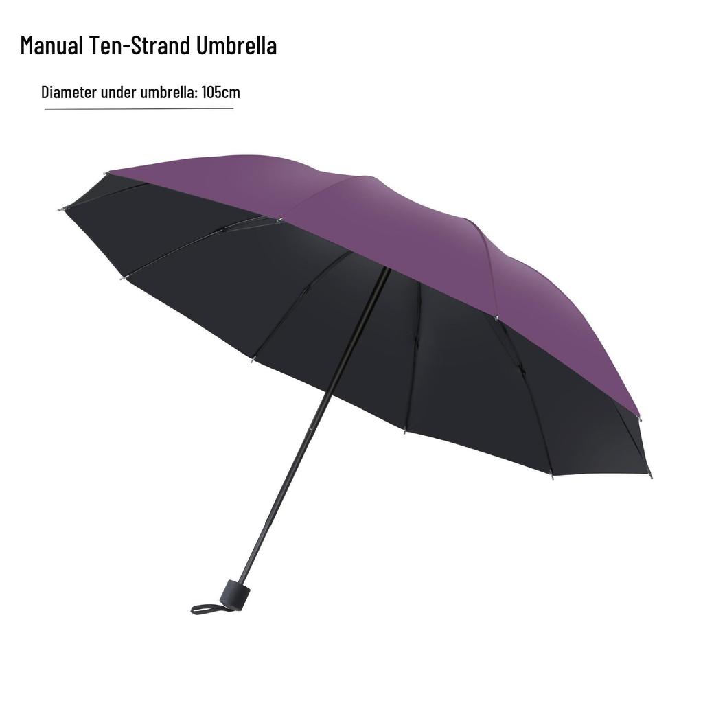Twelve-Bone Extra-Large Dual-Use Manual Umbrella with Black Glue Sunscreen