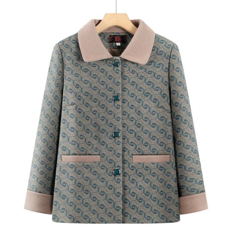 New coat autumn women's top lapel jacket old lady dual-purpose shirt