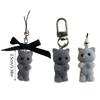 Flocking Cat Pendant Keychain Bows Shaped Key Chain Bowknot Keyring Jewelry Camera Bag Decorations Handmade Gift