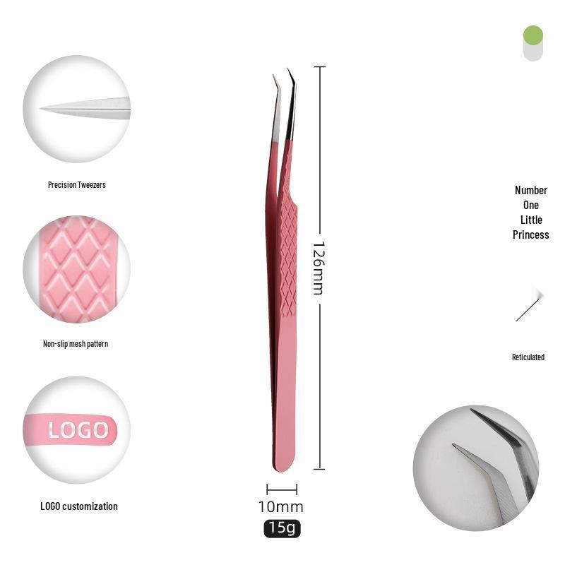 Golden Feather Stainless Steel Eyelash Tweezers for Grafting and Extensions