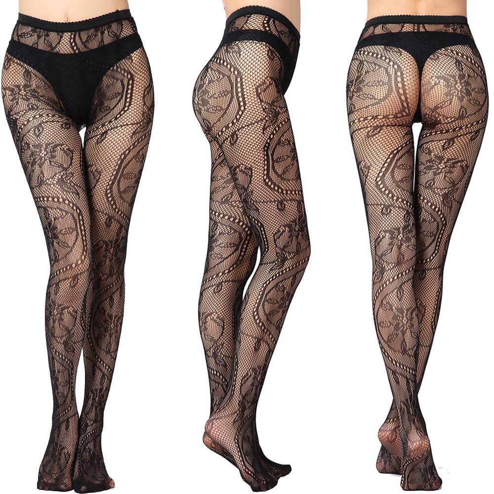 European & American Fashion Fishnet Pantyhose with Sexy Tattoo Lace Design