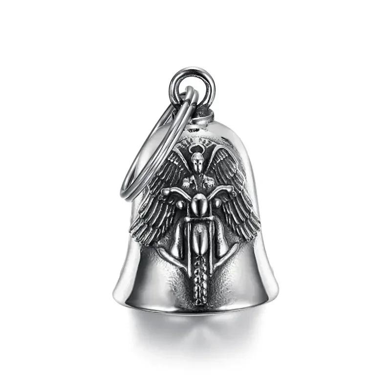 Vintage Punk Wings Motorcycle Character Lucky Bell Pendant Necklace or Keychain Fits All Motorcycle Motorcycle Accessories
