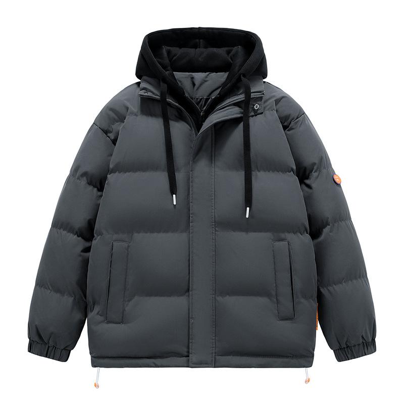 Fake Two-piece Cotton Clothing Men and Women with The Same Paragraph Winter Loose Cotton Jacket Hooded Thickened Bread Clothing Thickened Cotton Coat