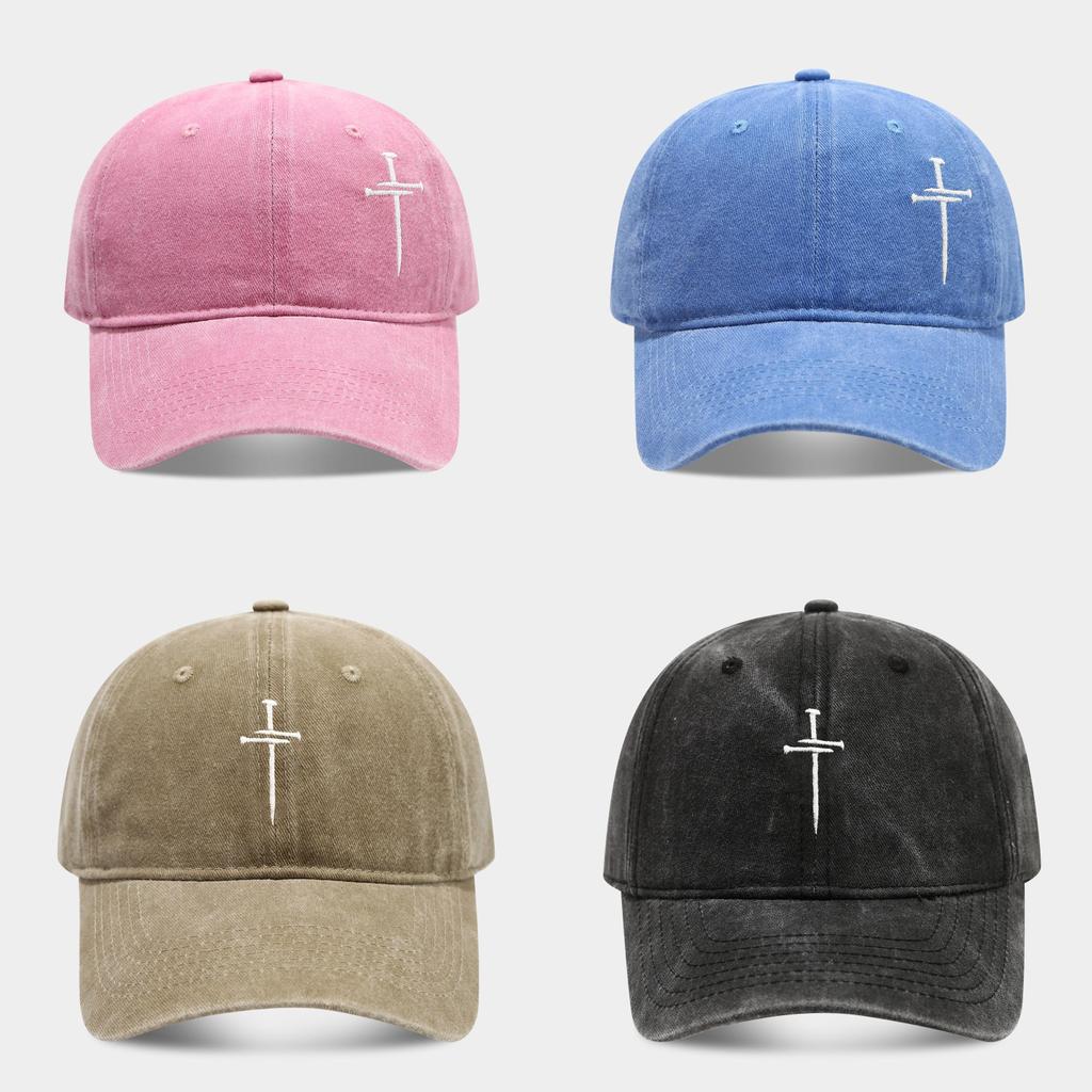 Streetwear Baseball Cap With Cross Stud Embroidery For Casual Men Women