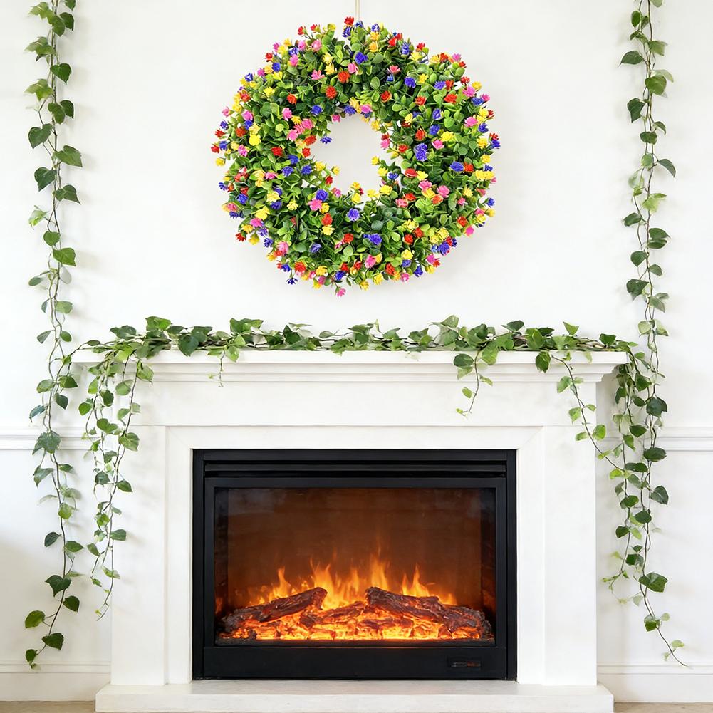 43CM Spring Wreath Artificial Eucalyptus Flower Garland Door Wall Hanging Home Decor Festival Holiday Wedding Party Decoration