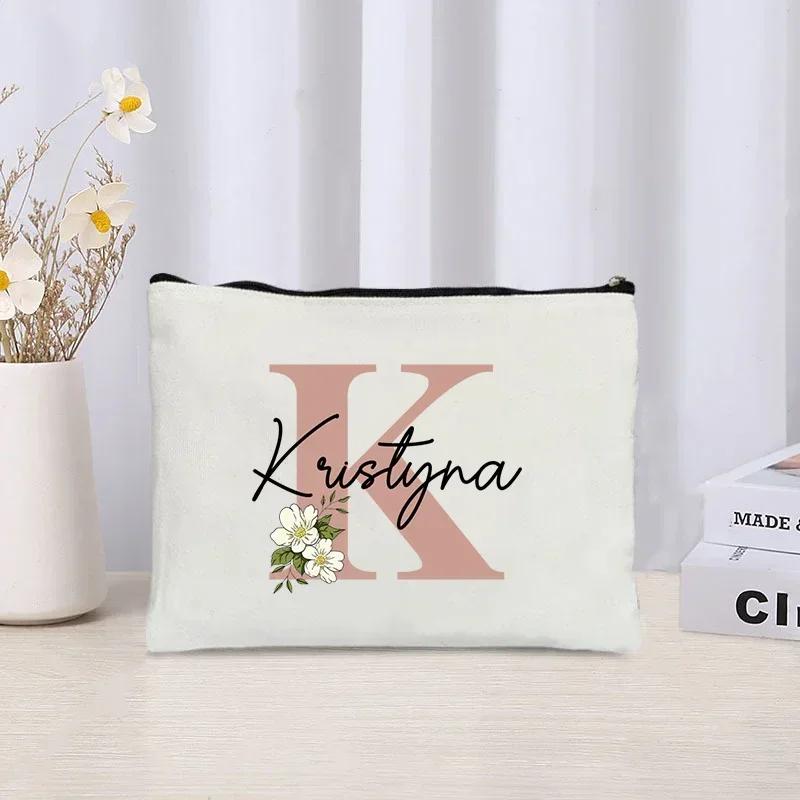 Personalized Makeup Bag Bride Gift Female Travel Organizer Canvas Side Bag Lipstick Eyebrow Pencil Box Wallet