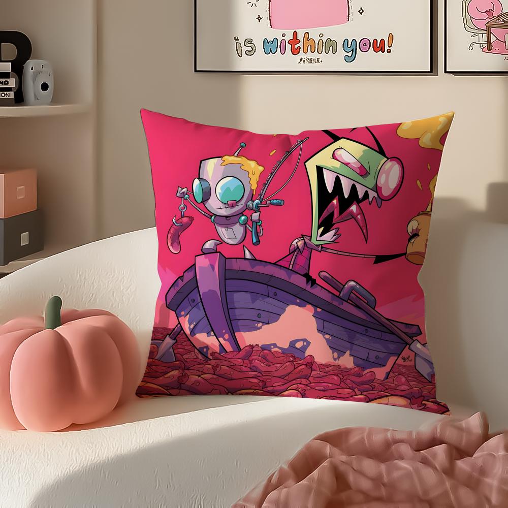 Weird Wacky Absurd Animated Series IInvader Zim Cushion Cover Pillowcase Short Plush Invisible Zipper Room Sofa Cushion Cover