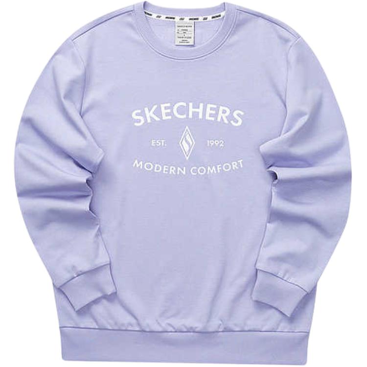 Skechers Diamond Series Round Neck Pullover Letter Long Sleeve Sweatshirt Unisex sweatshirt Sweet-Lavender L323U174-01DU L